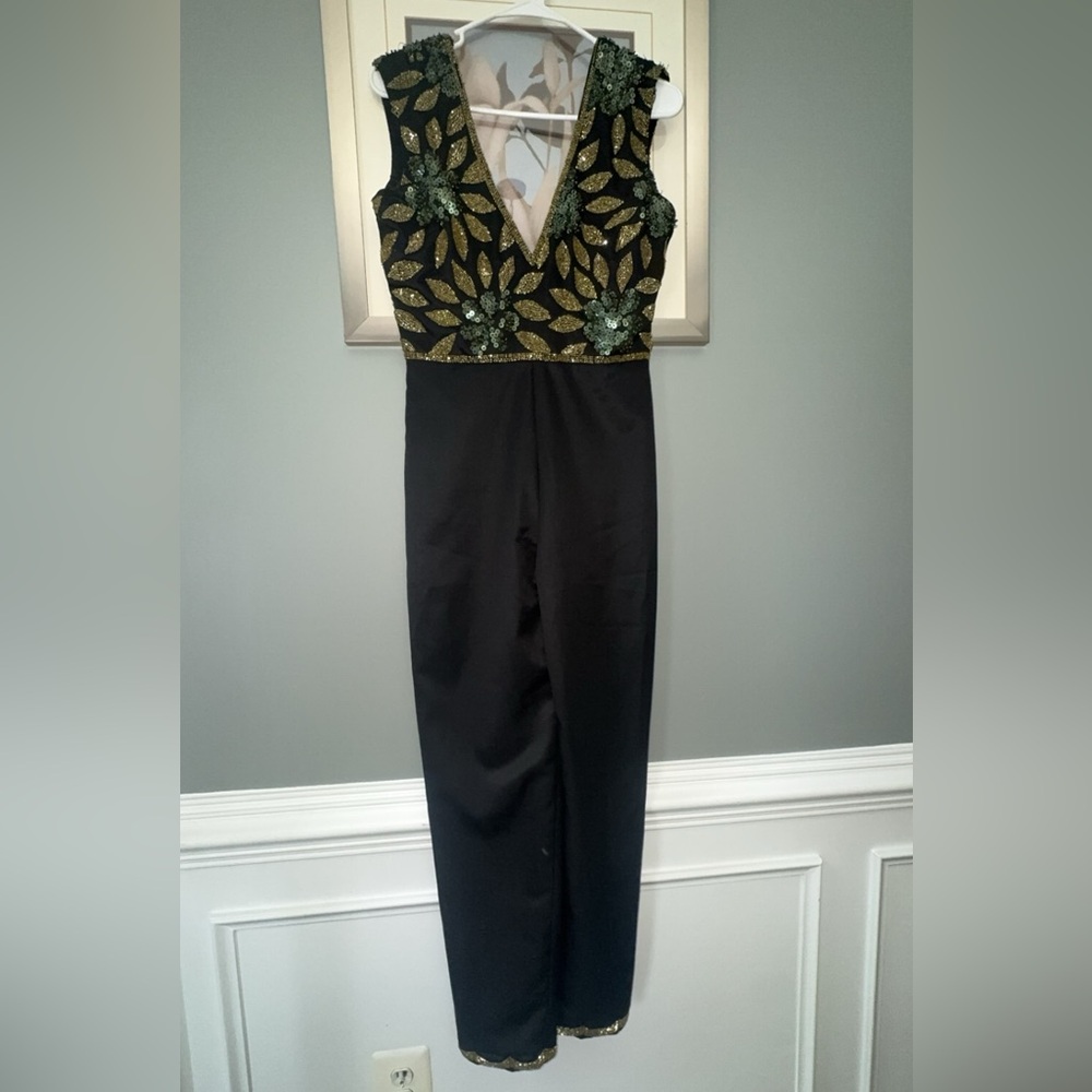 Elegant Black and Gold embellished   jumpsuit
